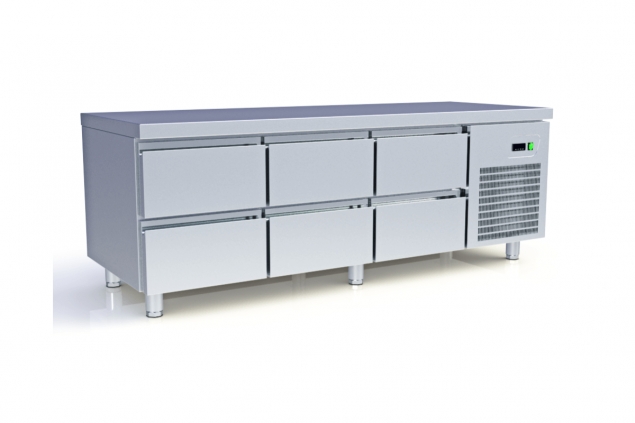 LOW COOLING COUNTER WITH DRAWERS AND COMPRESSOR